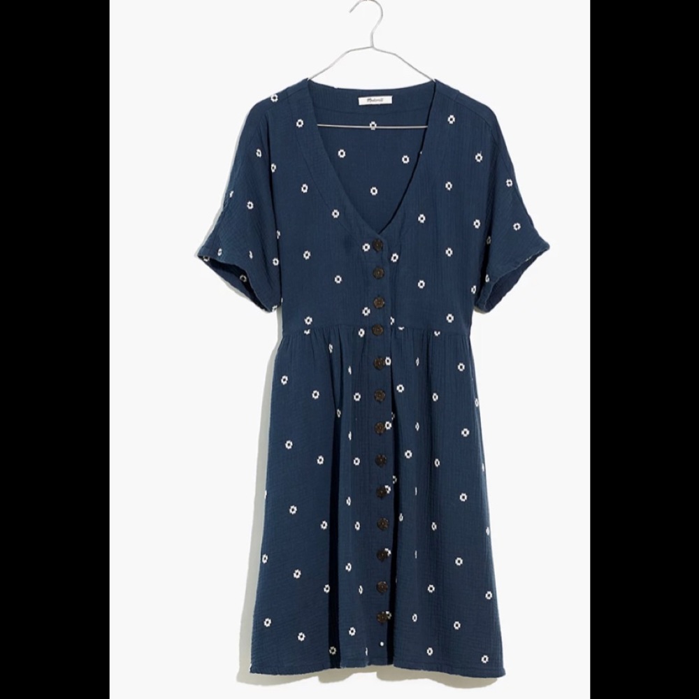 Madewell Embroidered Button-Front Mini Dress-M